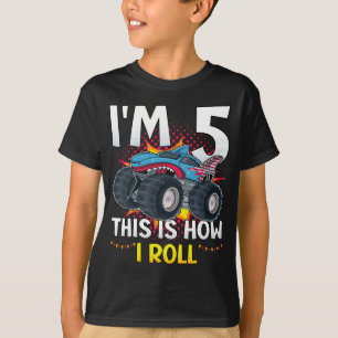 Jag är 5 så här rullar jag Monster Lastbil Boy T Shirt