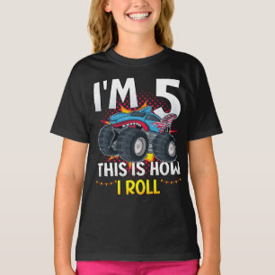 Jag är 5 så här rullar jag Monster Lastbil Girl T Shirt