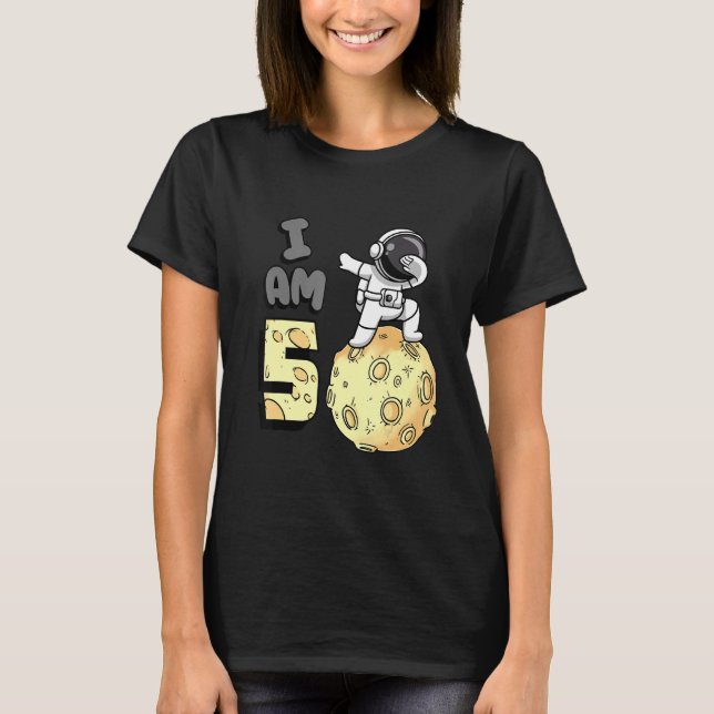 Jag är 5 Space Astronaut Kid Måne Walker 5th Birth T Shirt (Framsida)