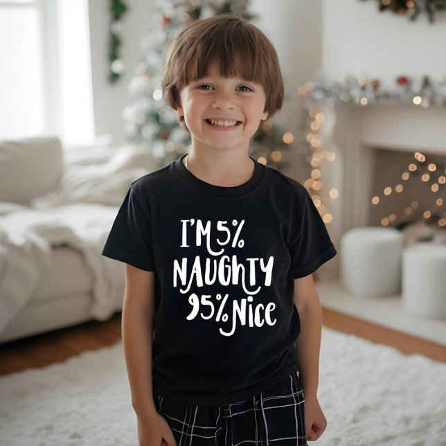Jag är 5 % stygg 95 % Nice | Typografi jul T Shirt (I'm 5% Naughty 95% Nice | Typography Christmas Tri-Blend Shirt)