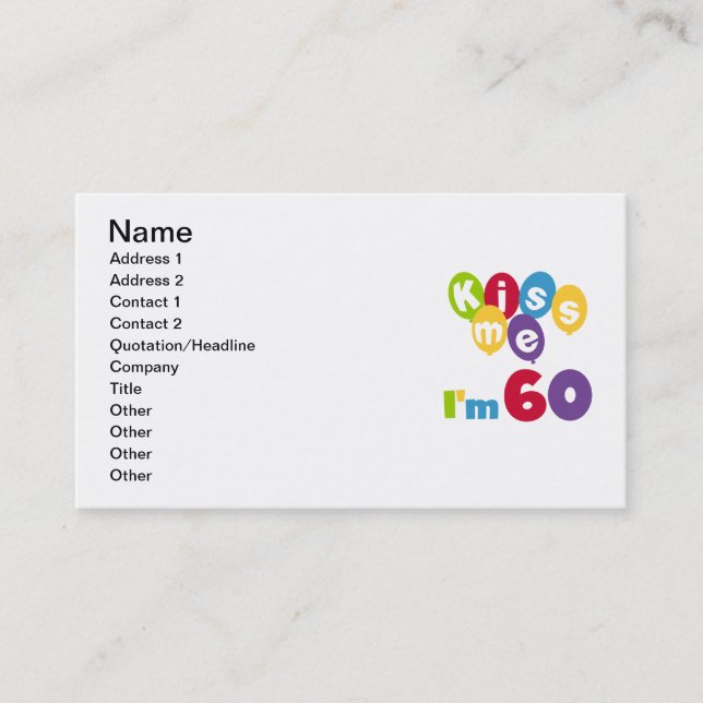 Jag är 60 på födelsedagen Tshirts och presenter. Visitkort (Framsida)