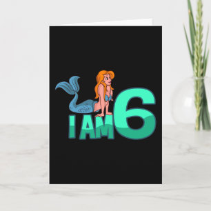 JAG ÄR 6 ÅR GAMLA Sjöjungfrun 6e Birthday Girl Kort