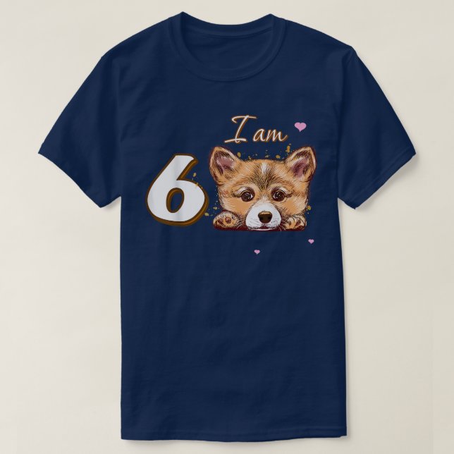 Jag är 6 Corgi-gåva till 6e roligt T Shirt (Design framsida)
