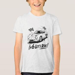Jag är 6 Låt oss köra racerbil Födelsedagsdesign f T Shirt