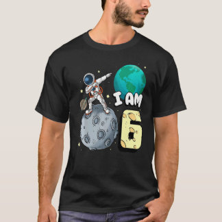 Jag är 6 Space Astronaut Kid Måne Walker 6e Birthd T Shirt