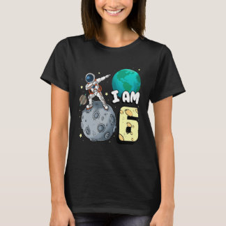 Jag är 6 Space Astronaut Kid Måne Walker 6e Birthd T Shirt
