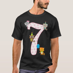 Jag är 7 år gammal Cat Girl 7:e Birthday T Shirt