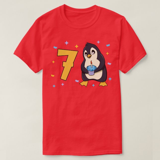Jag är 7 år gammal med penguin barns födelsedag 7  t shirt (Design framsida)