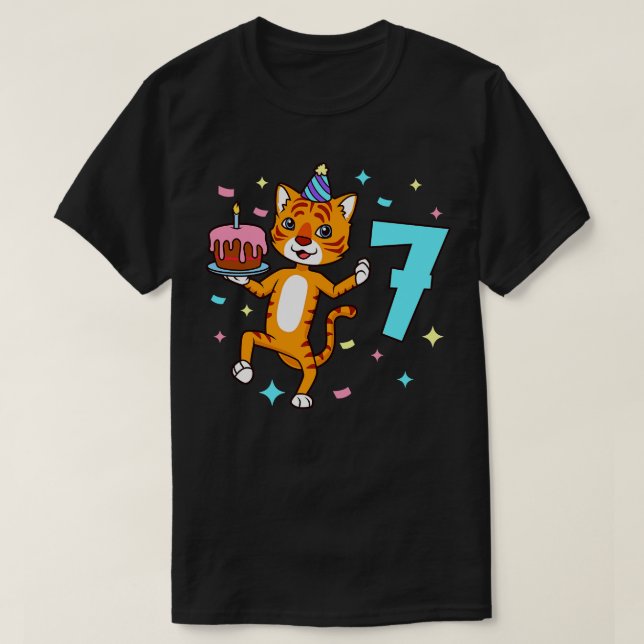 Jag är 7 år gammal med tigerkroppsfödelsedag 7 år  t shirt (Design framsida)