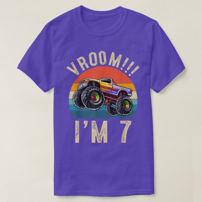 Jag är 7 år gammal Vroom 7:e Födelsedagsfest Lastb T Shirt (Design framsida)