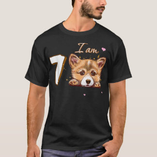 Jag är 7 Corgi-gåva till 7:e Birthday fläkt T Shirt