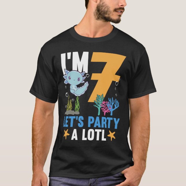 Jag är 7 dagars Axolotl party gullig 7:e Birthday  T Shirt (Framsida)