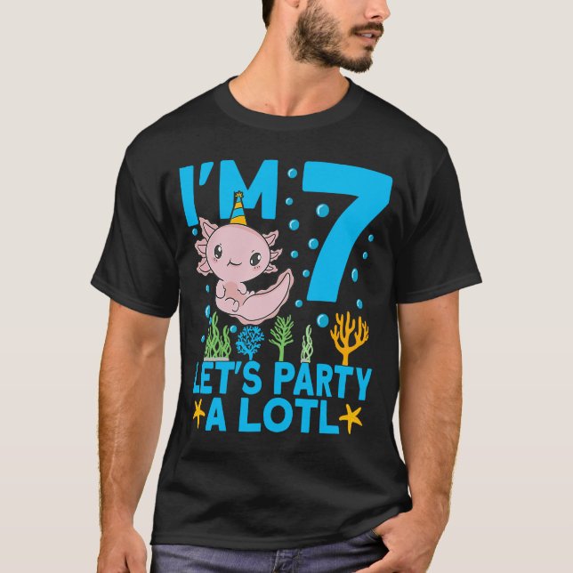 Jag är 7 dagars Axolotl party gullig 7:e Birthday  T Shirt (Framsida)