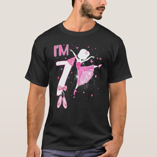 Jag är 7:e Birthday Ballerina Girl Ballet Dancer B T Shirt (Framsida)
