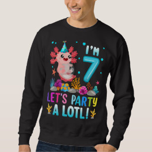 Jag är 7 Låt oss Party A Lotl Mexican Axolotl Cute Lång Ärmad Tröja