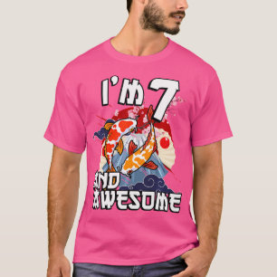 Jag är 7 och Fantastisk japansk karp Koi Fiskfödel T Shirt