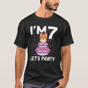 Jag är 7 på dagen Hund Kids 7:e Birthday Corgi Hun T Shirt