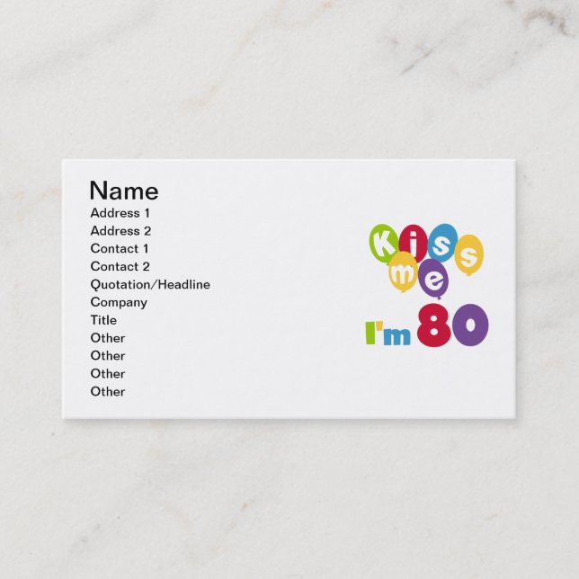 Jag är 80 på födelsedagen T-shirts och presenter. Visitkort (Framsida)