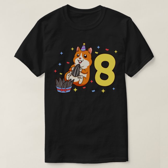 Jag är 8 år gammal med hamster barns födelsedag 8  t shirt (Design framsida)