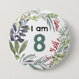 Jag är 8 Eleganter botaniska växter Birthday Pin B Knapp