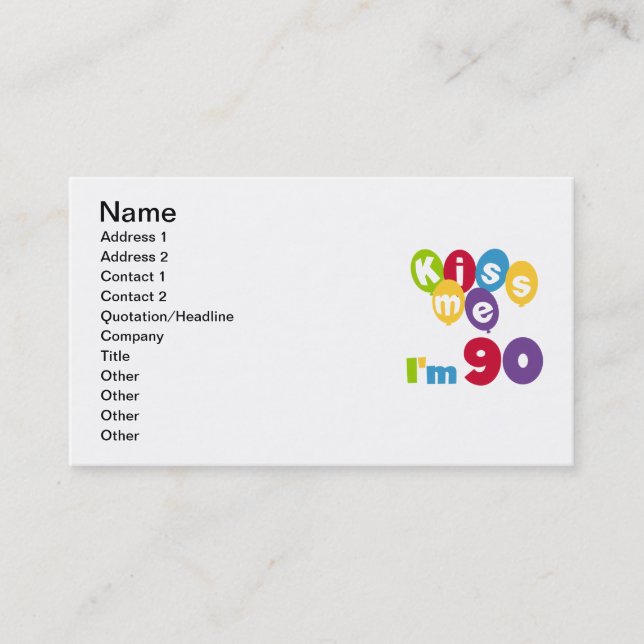 Jag är 90 på födelsedagen T-shirts och presenter. Visitkort (Framsida)