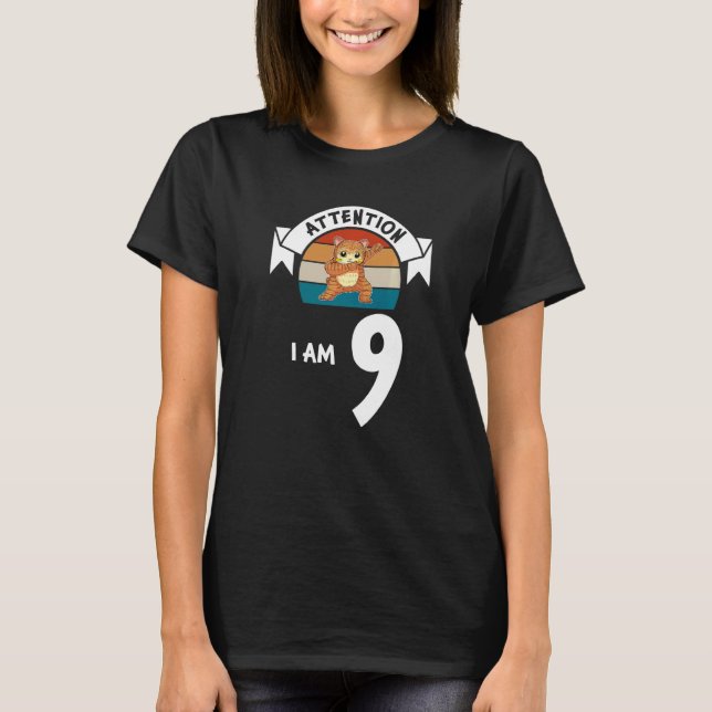 Jag är 9 katt 9 födelsedag t shirt (Framsida)