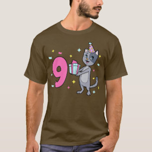 Jag är 9 med kattflicka födelsedag 9 år gammal t shirt