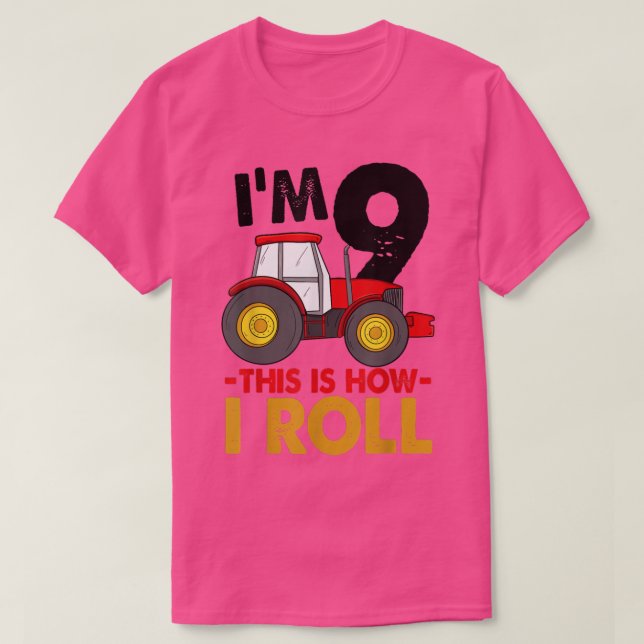 Jag är 9 så här jag roll Lastbil födelsedag T Shirt (Design framsida)