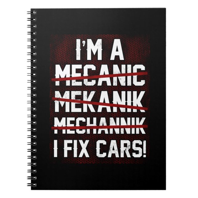 Jag är A I-fixera bilar Mekaniska dieselmekanik Anteckningsbok (Framsidan)