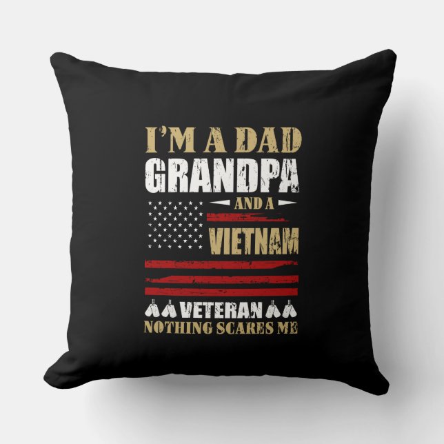 Jag är A Pappa, farfar och Vietnam Veteran Kudde (Framsida)