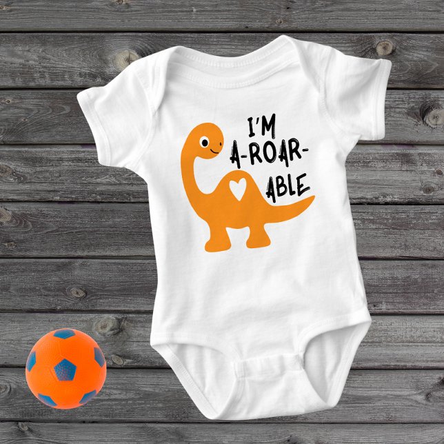 Jag är A-Roar-Able Dinosaur Baby Bodykostym T Shirt (Skapare uppladdad)