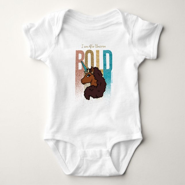 Jag är Afro Enhörning | Djärv Glitterdesign T Shirt (Framsida)