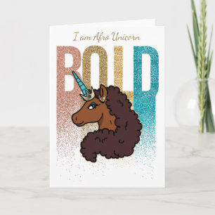 Jag är Afro Unicorn Bold Glitter Design Kort