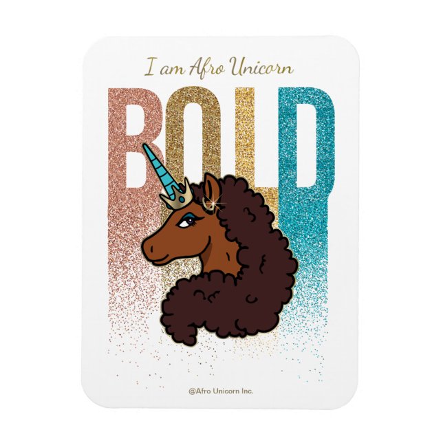 Jag är Afro Unicorn | Bold Glitter Design Magnet (Vertikal)