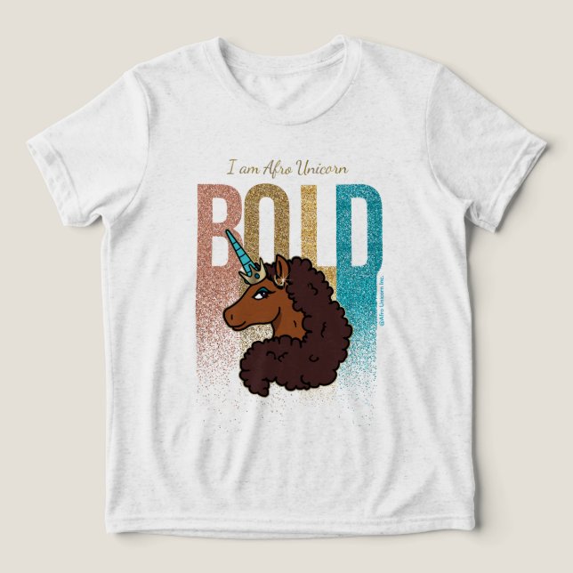 Jag är Afro Unicorn | Bold Glitter Design T Shirt (Design Framsida)