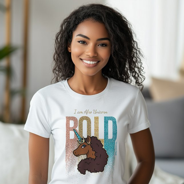 Jag är Afro Unicorn | Bold Glitter Design T Shirt (Skapare uppladdad)