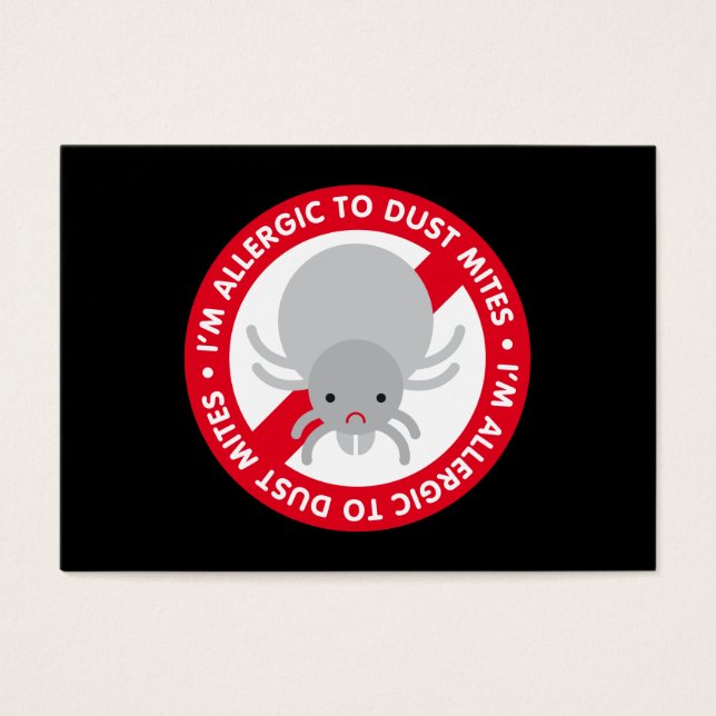 Jag är allergisk mot dammkvalster! visitkort (Framsidan)