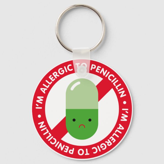 Jag är allergisk mot penicillin! Penicillinallergi Nyckelring (Framsida)