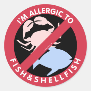 Jag är allergisk mot skaldjursfiskallergi, symboli runt klistermärke