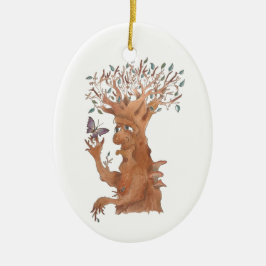 Jag är alltid Lycklig för att göra en ny vän! Julgransprydnad Keramik