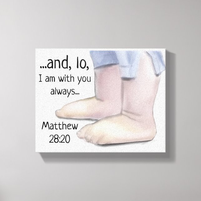Jag är alltid med dig Matthew 28 Scripture Art Bab Canvastryck (Framsida)