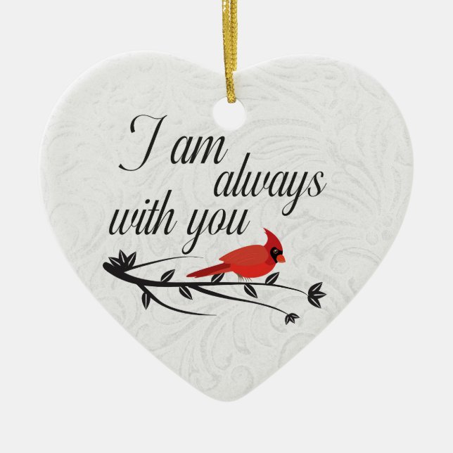 Jag är alltid med dig - Red Cardinal Memorial Julgransprydnad Keramik (Framsidan)