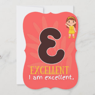 JAG ÄR ALPHABET E AFFIRMAARD FÖR BARN TACK KORT