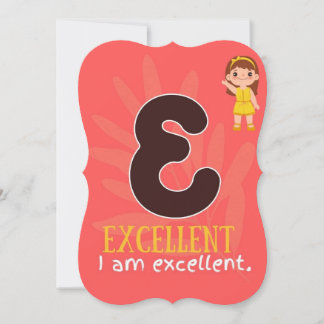 JAG ÄR ALPHABET E AFFIRMAARD FÖR BARN TACK KORT