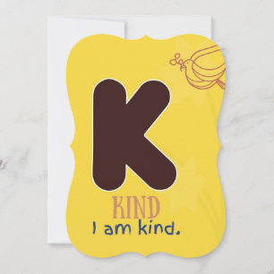 JAG ÄR ALPHABET K AFFIRMAARD-FÖR BARN TACK KORT