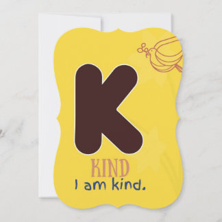 JAG ÄR ALPHABET K AFFIRMAARD-FÖR BARN TACK KORT