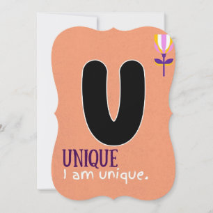 JAG ÄR ALPHABET U POSITIV AFFIRMAARD-FÖR BARN