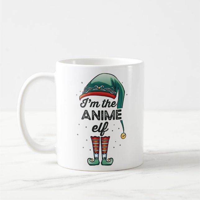 Jag är Anime Elf-julgåsen Julafton Kaffemugg (Vänster)