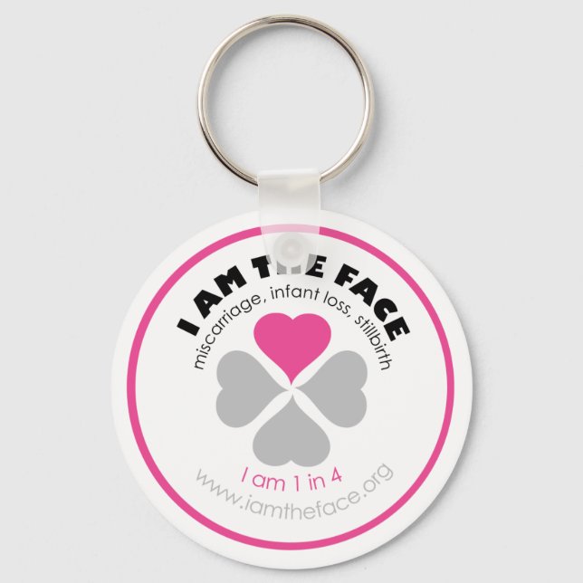 JAG ÄR ANSIKTE Rosa Keychain Nyckelring (Framsida)