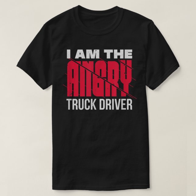 Jag är arg lastbil-chauffören, varnande för andra t shirt (Design framsida)